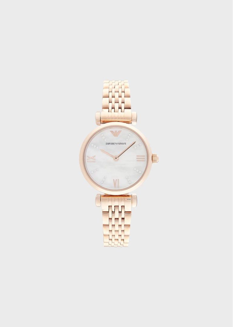 Authentic Emporio Giorgio Armani women s two hand rose gold stainless steel watch