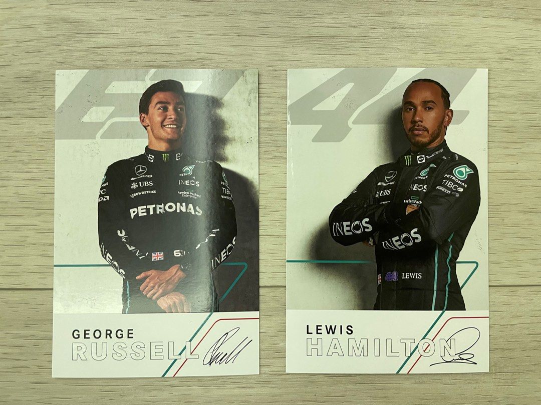 F1 Mercedes 2022 Driver Cards Lewis Hamilton & Russel, Hobbies
