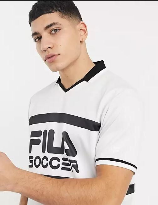 Fila retro football shirt in grey Size S Men s Fashion Tops