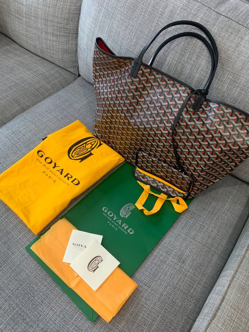 Goyard Goyardine Black Hand-Painted Coeur Ruban St. Louis GM Tote