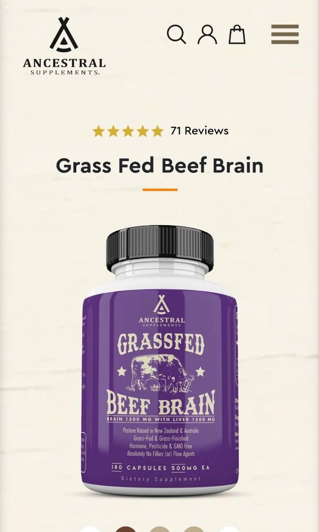 Grass fed beef brain, 健康及營養食用品, 健康補充品, 健康補充品 維他命及補充品 Carousell