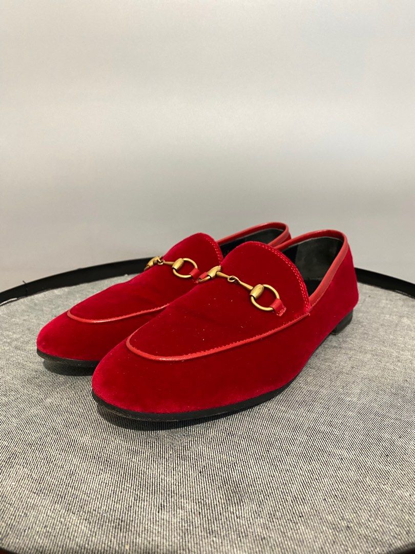 Red velvet loafers sales womens