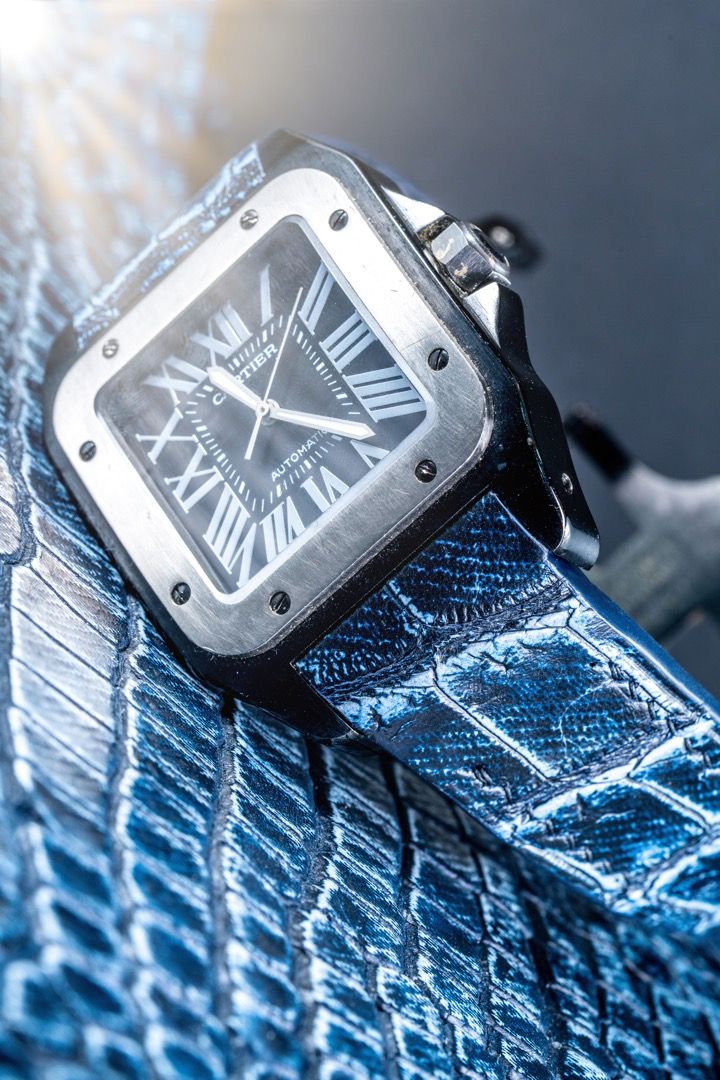 Handmade Hand stitched Watch Strap in Crocodile Leather For