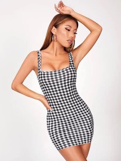 Bodycon online checkered dress