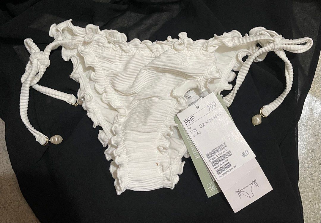 H&M White Tie Tanga Bottom (Category: Bikinis & Swimsuits) located in Manila. Submitted by tineager (Listing ID 1199951307, Image 1). Description: Unused | size EU 32 | selling it half the price.
