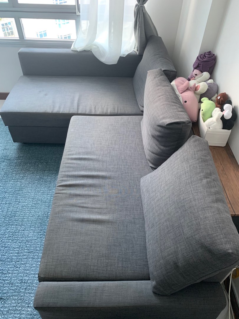 IKEA Corner sofabed with storage, Skiftebo dark grey, Furniture & Home