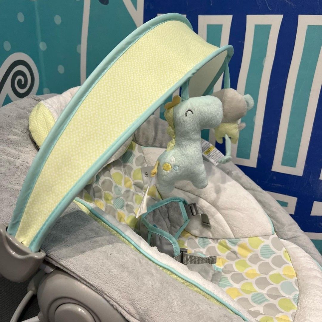 Ingenuity Savvy Safari Bouncer Music and Vibration Birth to 9kg, Babies