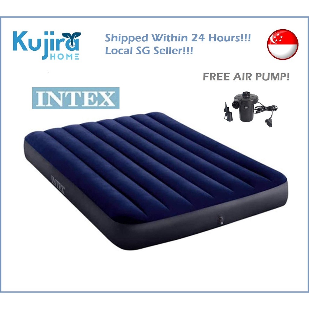 Intex Inflatable Air Bed Mattress (Single Super Single, Queen , King) + Free Air Pump, Furniture