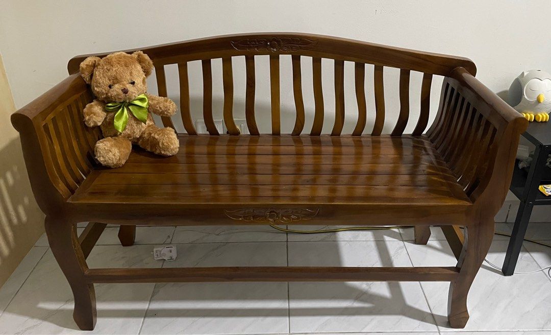 Kerusi kayu jati 2 seater, Furniture & Home Living, Furniture, Chairs on Carousell