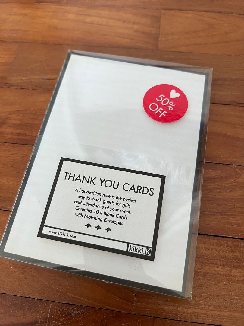 Kikki.K Black and White Thank You Cards, Hobbies & Toys, Stationery