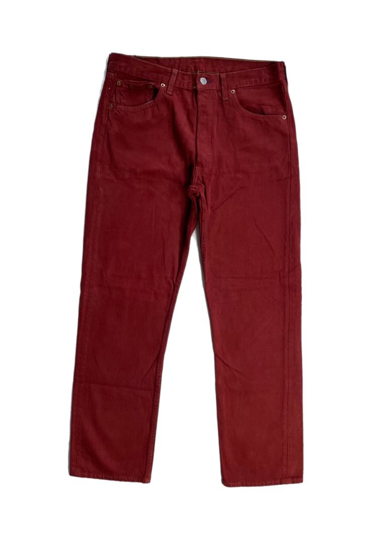 33 29 Levi s 501 Maroon Washed Distressed Denim Men s Fashion