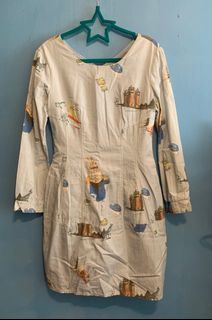 long sleeve blue dress