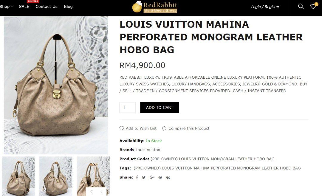 Monogram Leather Mahina Hobo Bag (Authentic Pre-Owned)