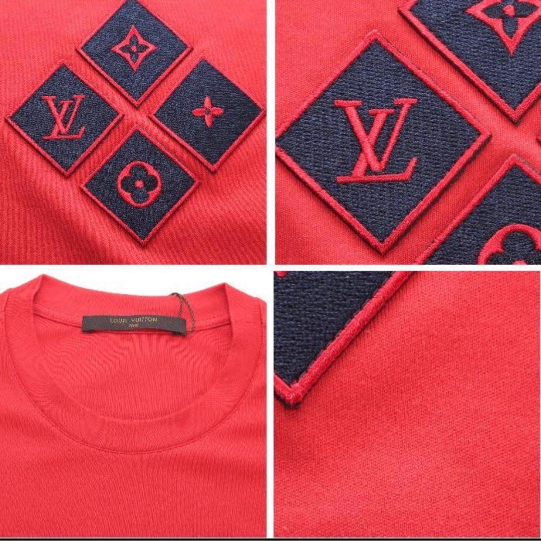 NEW LOUIS VUITTON MEN LV SIGNATURE RED TEE T-SHIRT RARE L