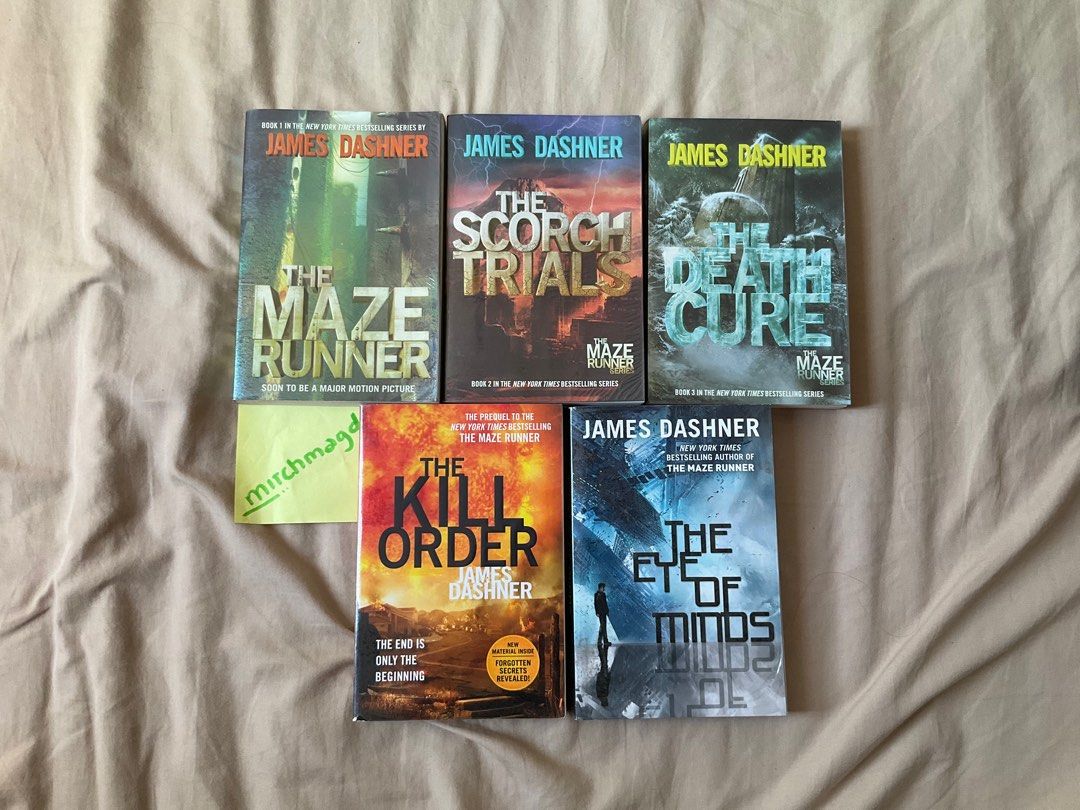 Maze Runner Series w/ free book [pre-loved] (Category: Storybooks) located in Cavite. Submitted by mitchmagd (Listing ID 1199892869, Image 1). Description: Sold as set only. All books are plastic covered. Maze Runner - yellowing with spots Scorch Trials - good as new Death Cure - yellowed pages Kill Order - Signs of spotting The Eye of Minds (free) - yellowing on the edges .