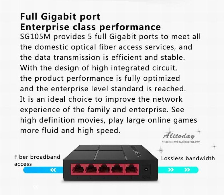 Mercury 5 Port Gigabit Ethernet Network Desktop Switch SG105M 10/100 ...