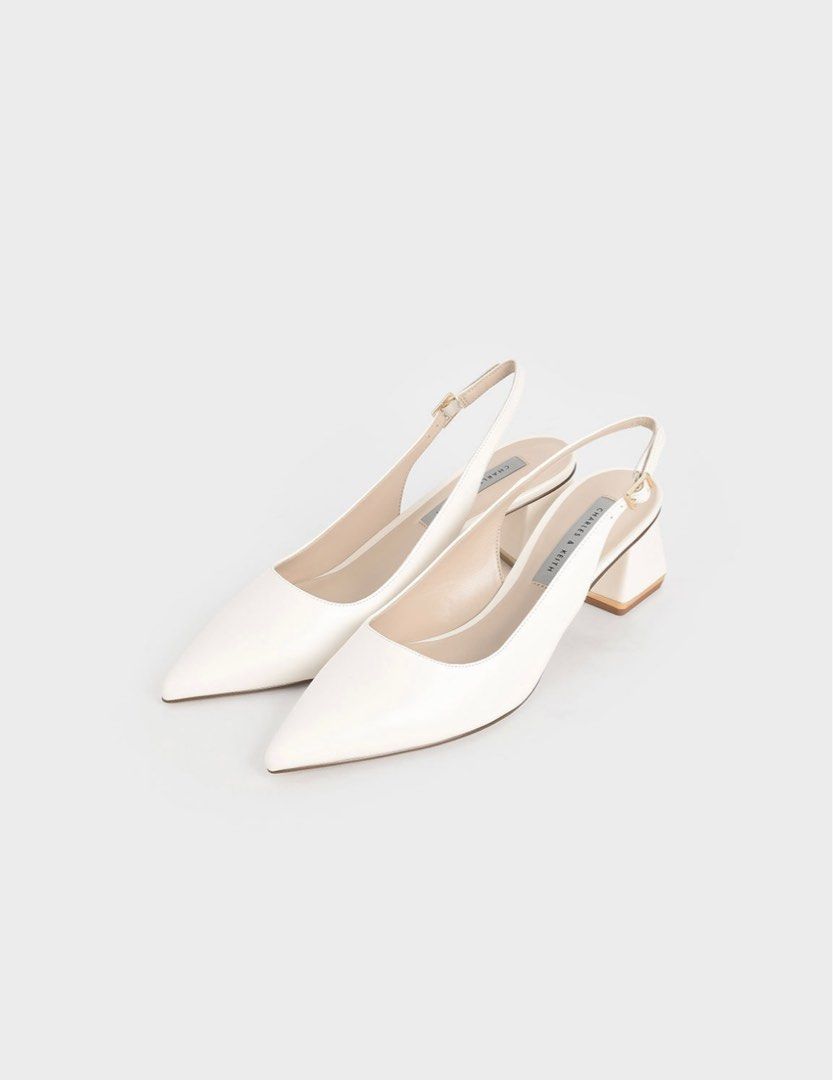 White slingback cheap court shoes