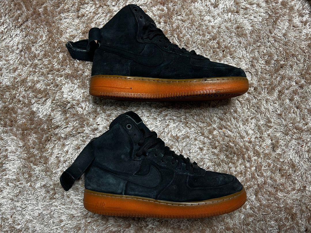 Black suede air force 1 lv8 high top hot sale
