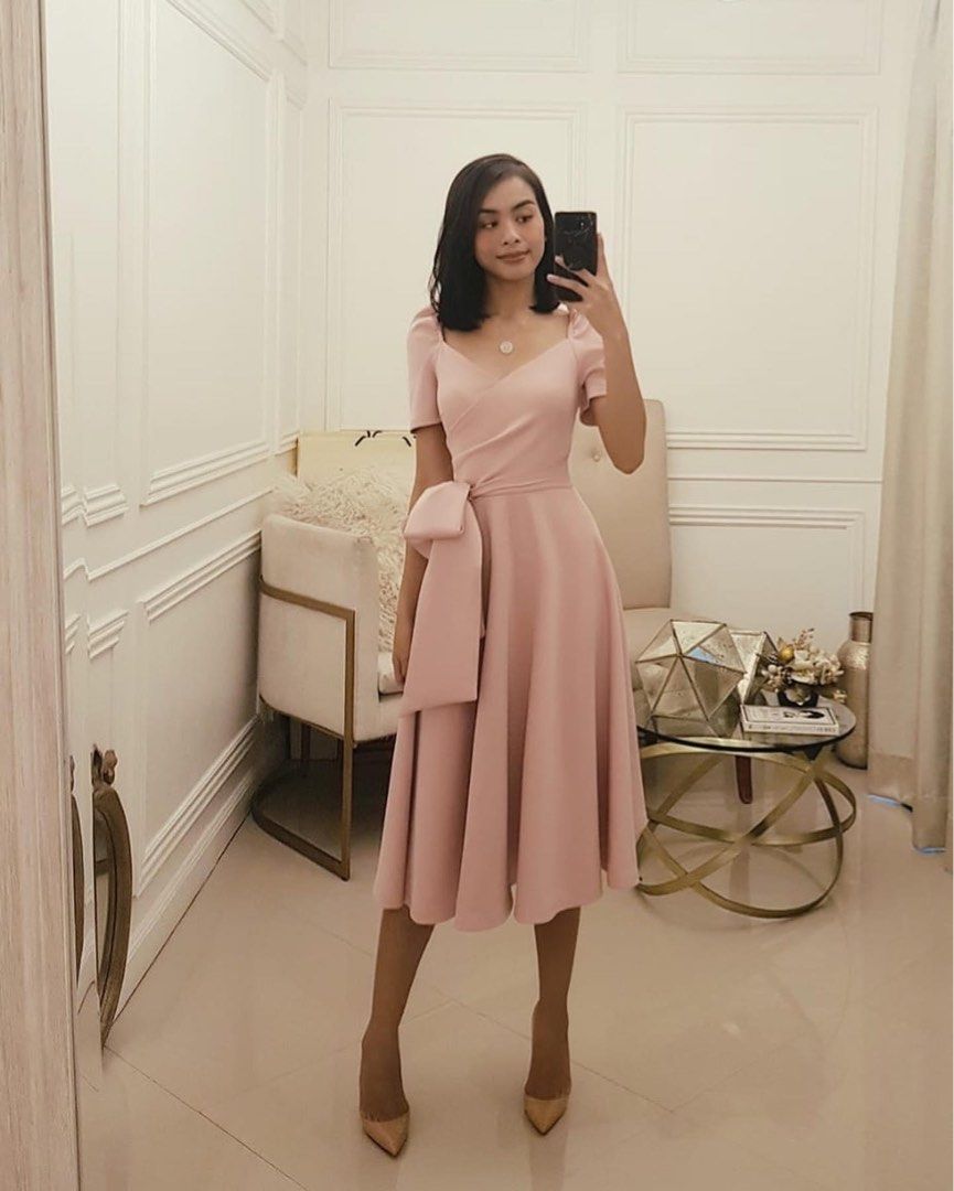 PINK MODERN FILIPINIANA APARTMENT 8 MIDI GOWN FOR RENT Women s