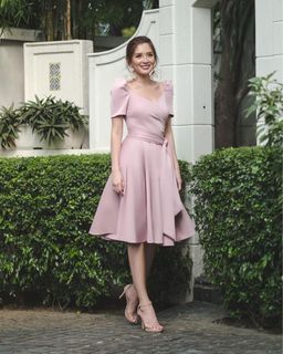 PINK MODERN FILIPINIANA APARTMENT 8 MIDI GOWN FOR RENT