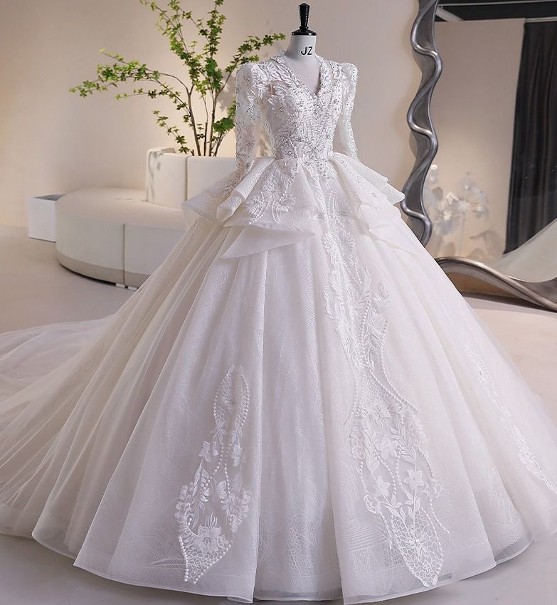 Wedding long cheap sleeve dresses