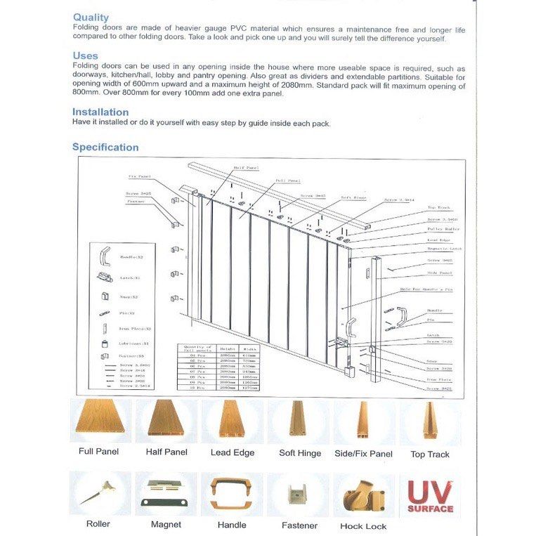 PVC Folding Door (Thick), Furniture & Home Living, Security & Locks, Locks, Doors & Gates on