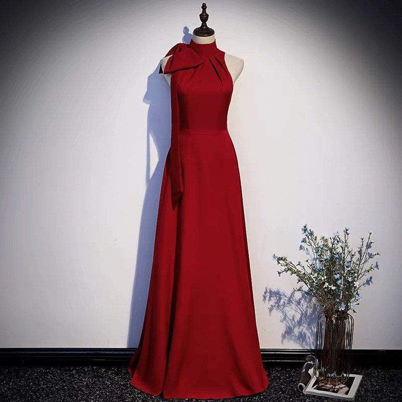 Red Halter Neck Gown S Women s Fashion Dresses Sets Dresses