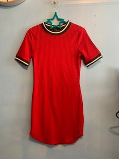 Red ribbed shein dress
