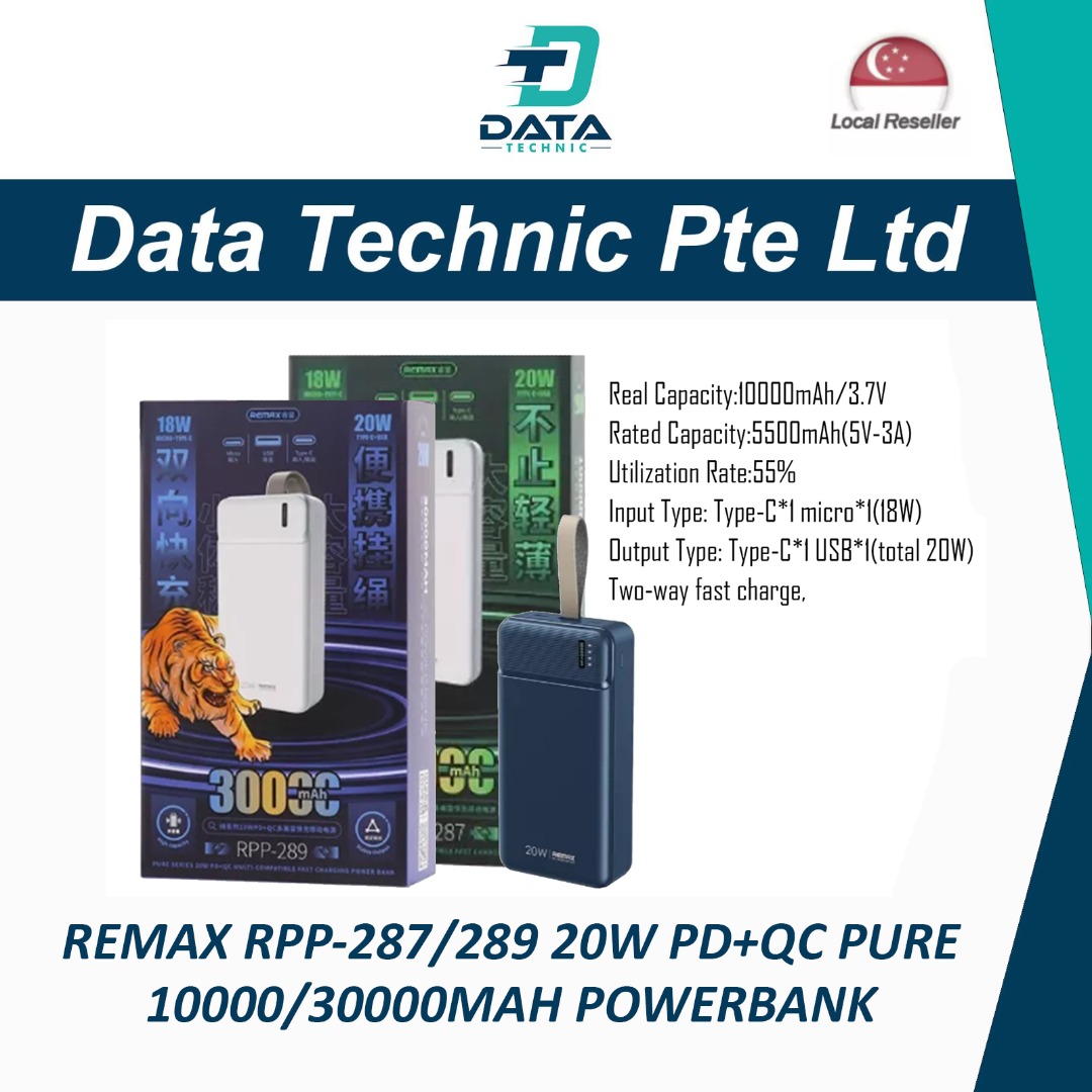 REMAX RPP-287 289 20W PD+QC PURE 10000 30000MAH POWER BANK, Mobile ...
