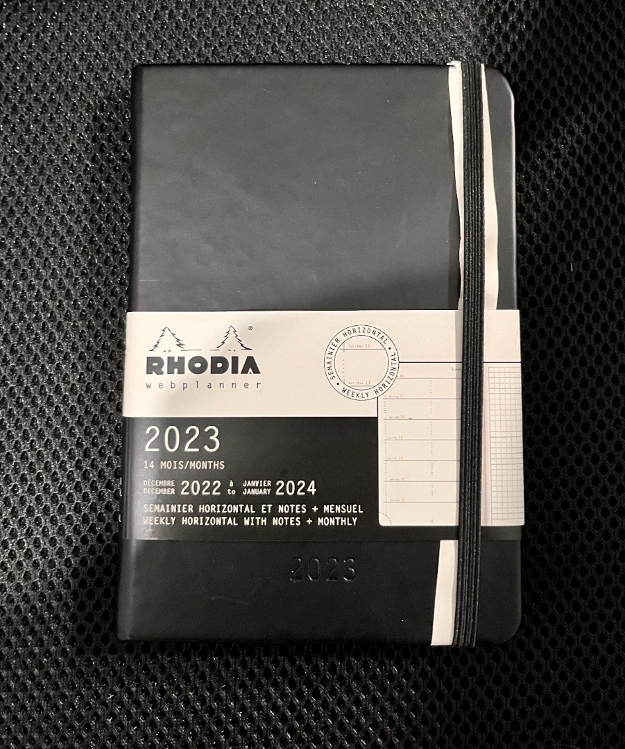 RHODIA A6 2023 Horizontal Monthly / Weekly Planner Black, Hobbies