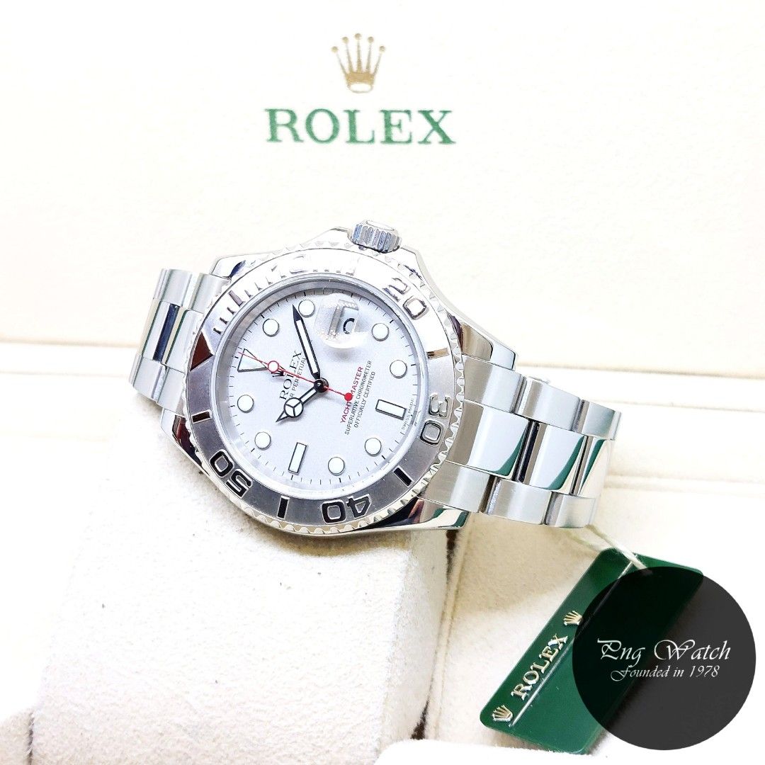 Rolex 40mm Oyster Perpetual Platinum Dial Yachtmaster Date REF 16622