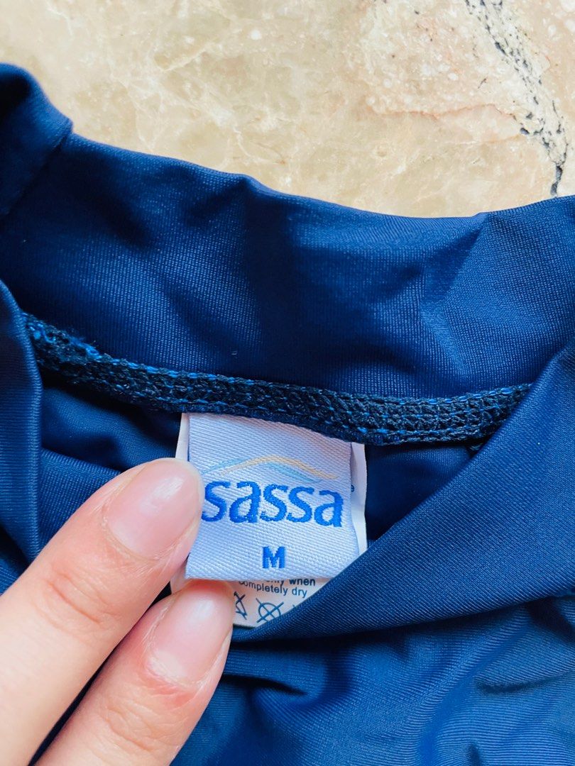 Sassa Blue Rashguard, Women's Fashion, Swimwear, Rash guard on Carousell