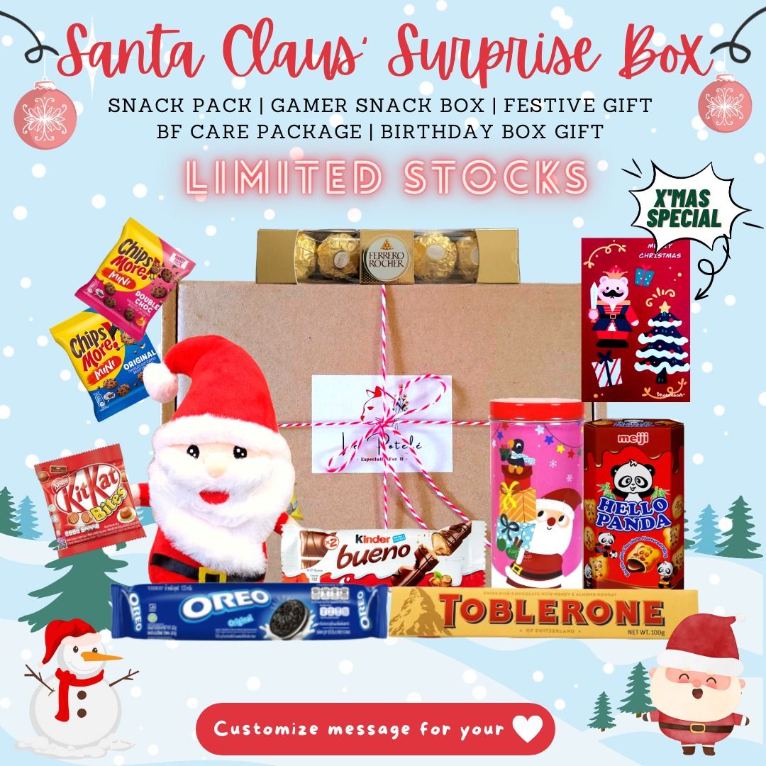 Sg]Santa'S Surprise Special Box/Christmas Snack Pack/Christmas Presents  Ideas/Christmas Gift Box, Food & Drinks, Gift Baskets & Hampers On Carousell