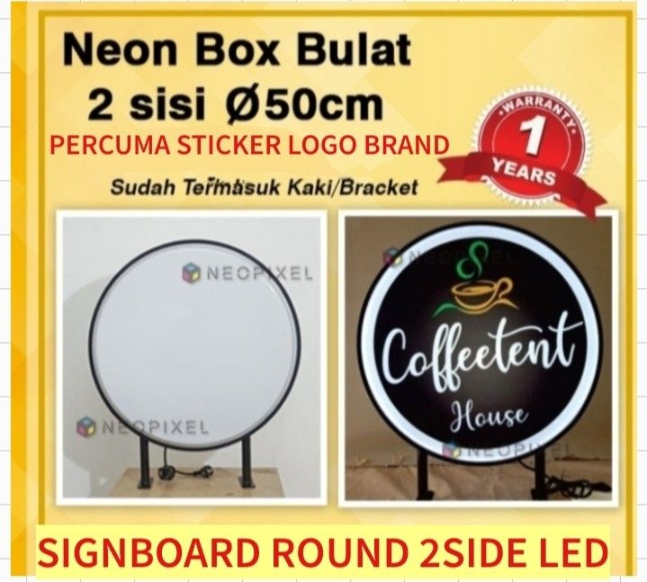 Signboard 50cm murah/signboard LED/papan tanda/signboard bulat/round