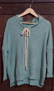 Sweater rajut hoodie baby blue oversize