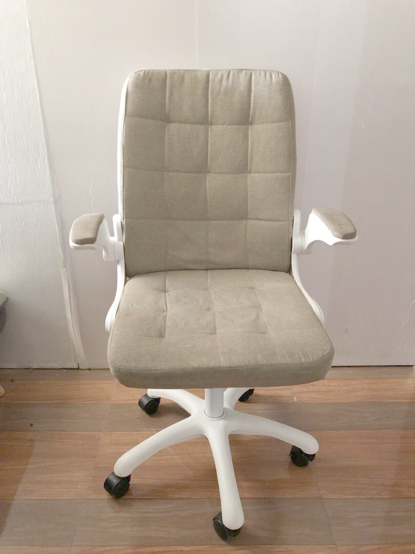 Swivel fabric chair (movable arm rest), Furniture & Home Living