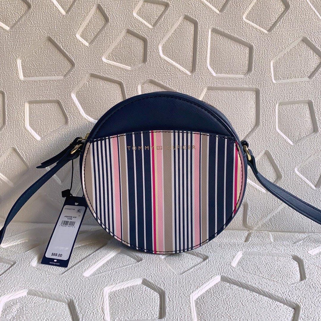 Tommy Hilfiger Round Crossbody (stripes), Women's Fashion, Bags