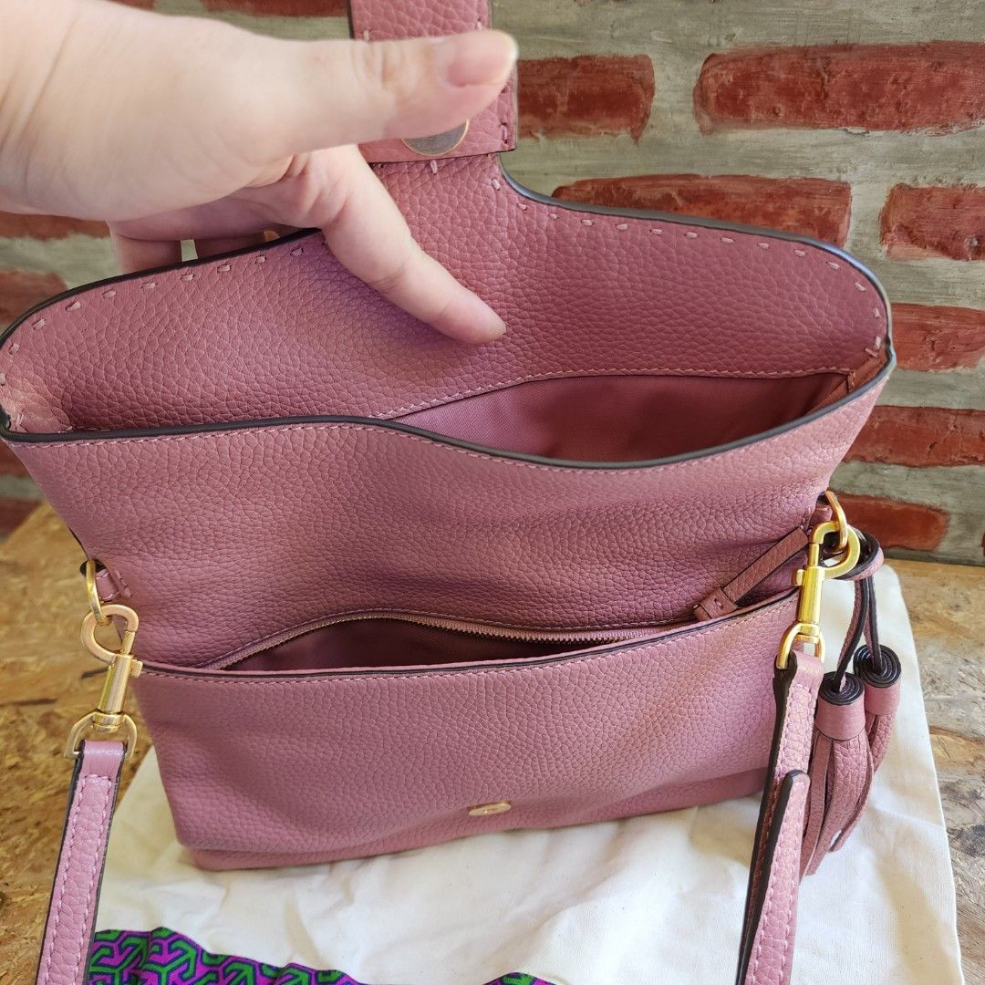 Tory Burch mcGraw Fold Over Crossbody Bag Pink Magnolia (Auth