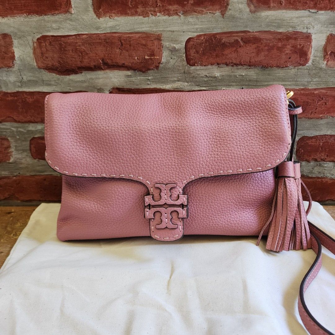 Tory Burch mcGraw Fold Over Crossbody Bag Pink Magnolia (Auth