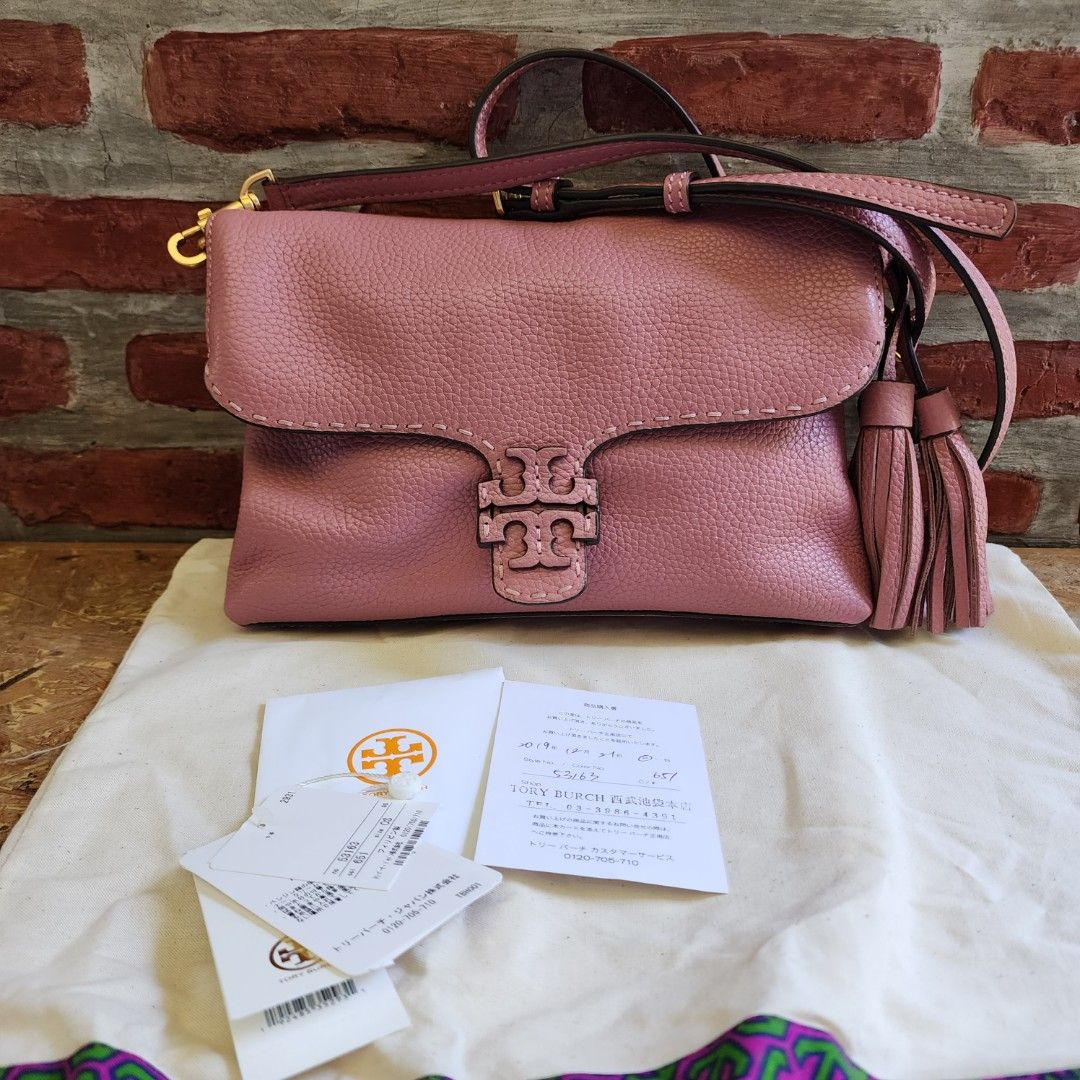 Tory Burch mcGraw Fold Over Crossbody Bag Pink Magnolia (Auth