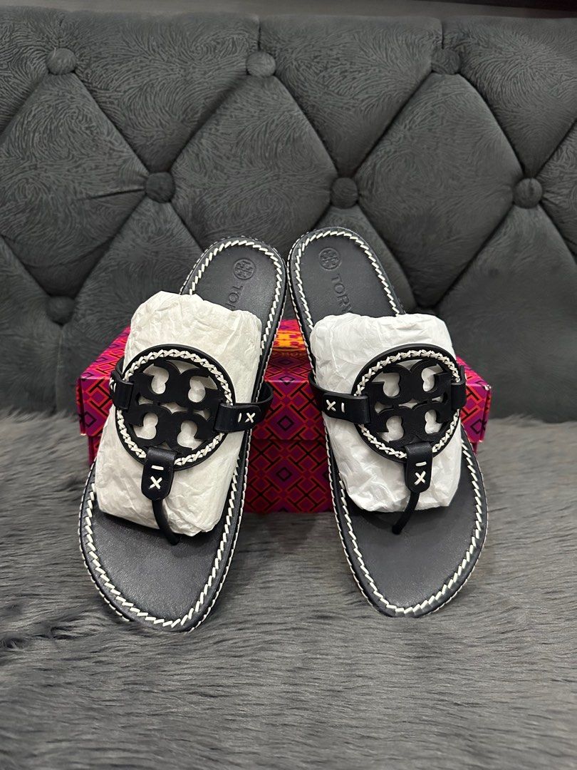 Tory Burch Whipstitch Miller Sandals (Category: Sneakers & Footwear) located in San Fernando. Submitted by mystuff4less (Listing ID 1199826727, Image 1). Description: Brandnew Guaranteed Authentic Tory Burch Whipstitch Miller Sandals Size: 7.5 US Color: Navy/Ivory Original Price: 16,650 tag from Store Specialists.