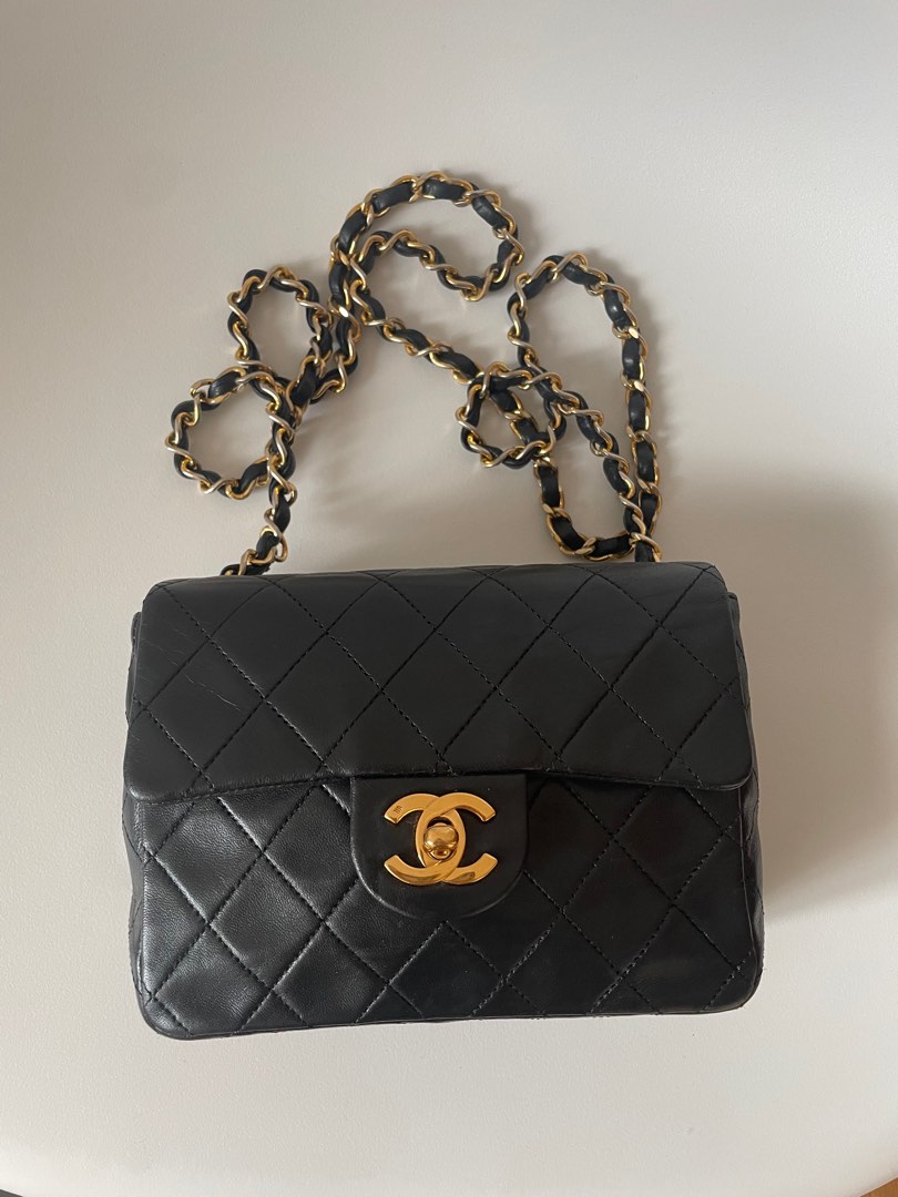 Vintage Chanel mini square, Luxury, Bags & Wallets on Carousell