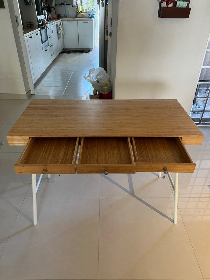 Wooden Study Table Metal Legs, Furniture & Home Living, Furniture