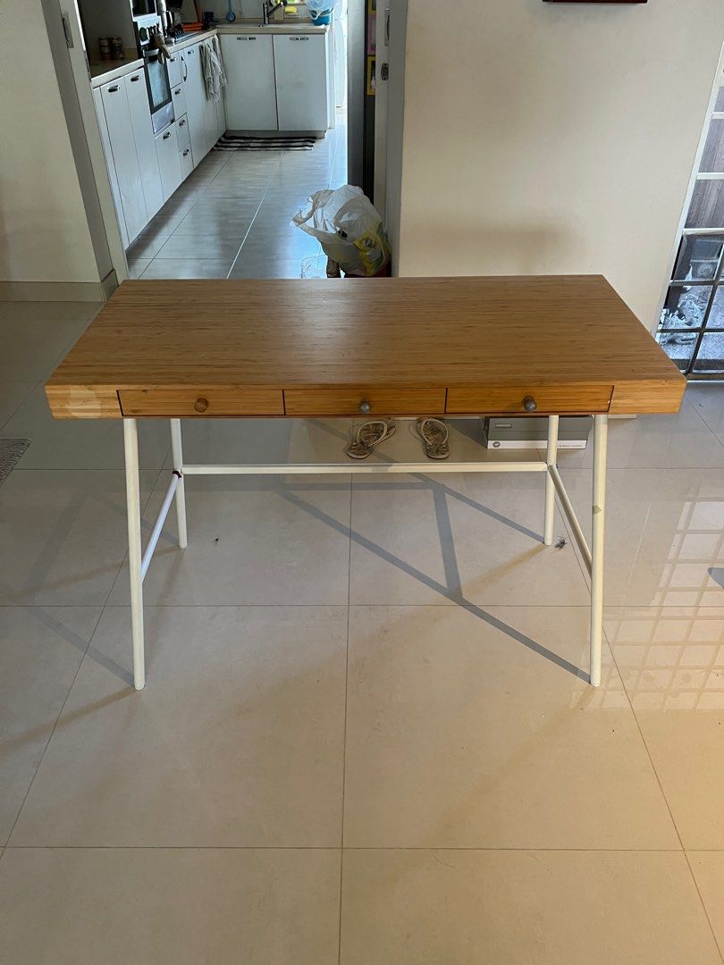 Wooden Study Table Metal Legs, Furniture & Home Living, Furniture