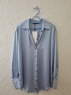 Zara Satin Shirt Blue