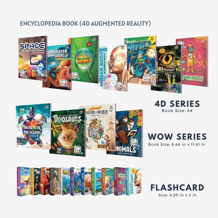 11 SET BOOK + FLASHCARDS Augmented Reality (AR) 4D Encyclopedia ...