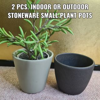 2 PCS. INDOOR OR OUTDOOR STONEWARE SMALL PLANT POTS