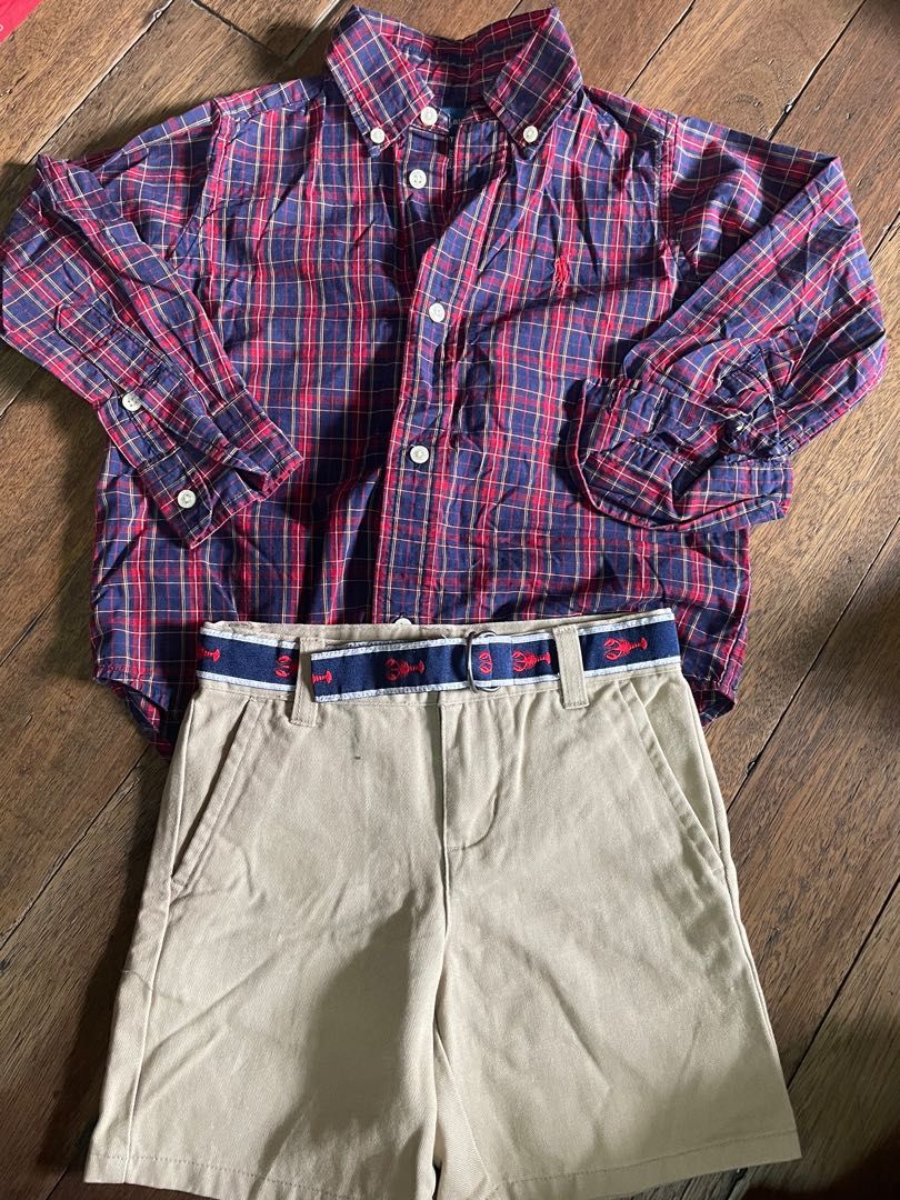 Take all! Preppy look Bundle Ralph Lauren checkered longsleeves and khaki  shorts for baby boy size 18-24 months, Babies & Kids, Babies & Kids Fashion  on Carousell