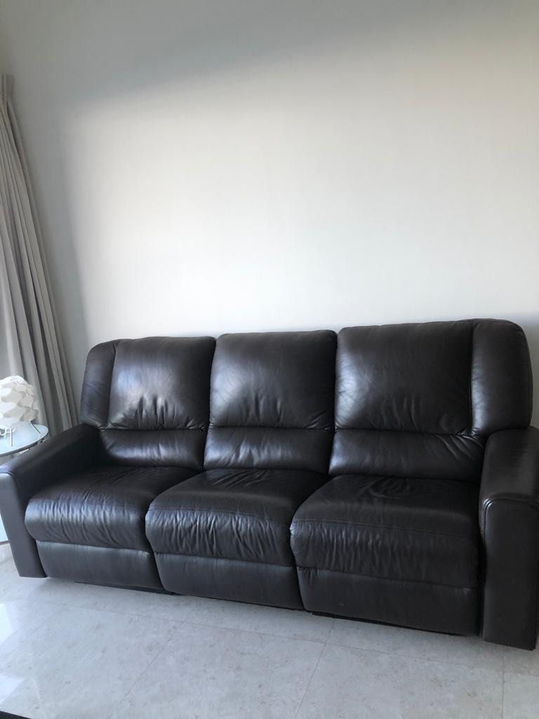 3 Seater Leather Sofa with Recliner from Cellini, Furniture & Home