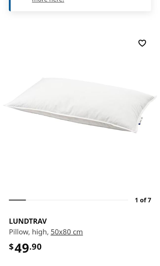 3x Ikea Lundtrav High Pillows, Furniture & Home Living, Bedding ...